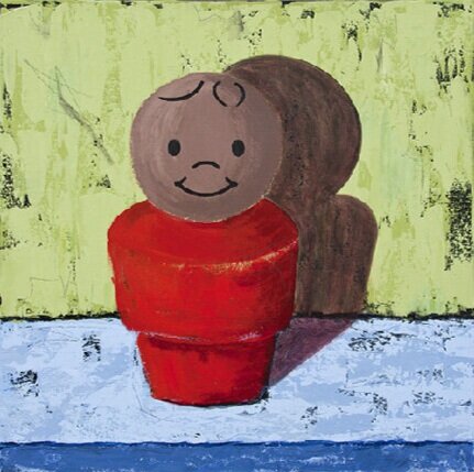 Vintage Little People Red Print