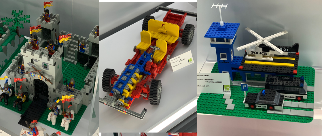 Blocks to Bricks Museum Exhibits: LEGO Castle, LEGO Technics Race Car, and LEGO Police Station