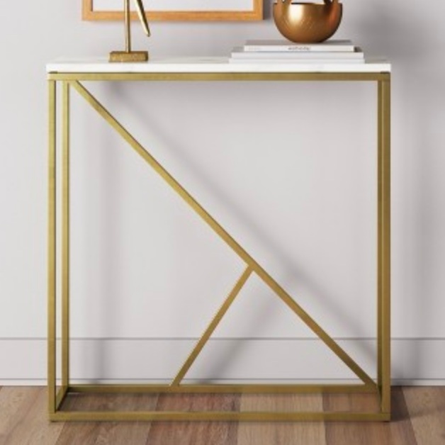Redecorating Our Apartment Cameron, Highfield Console Table White Marble Brass Project 62