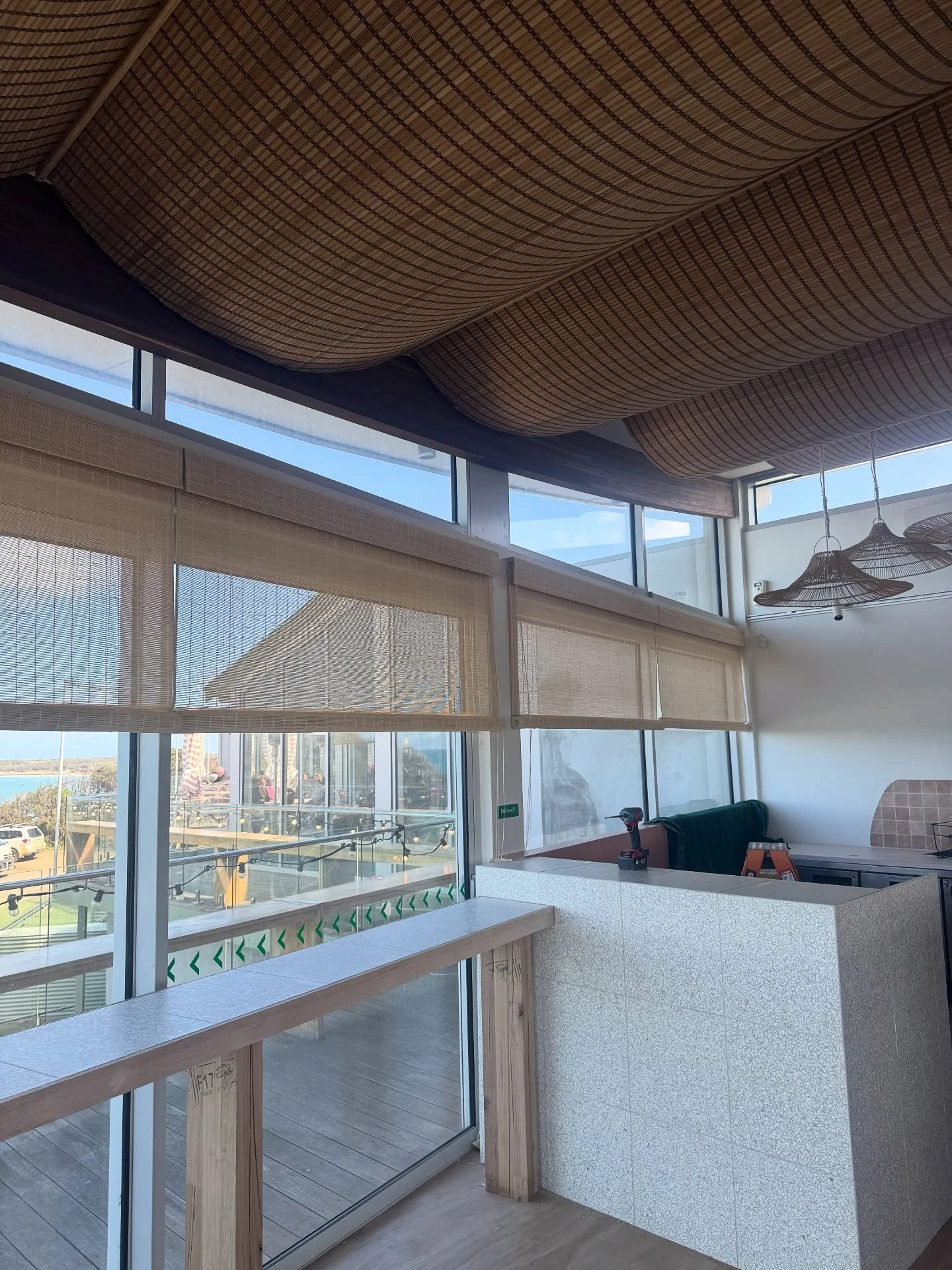 A few site snaps from our recently completed hospitality project for @lovehousedining in Anglesea. 

Our bamboo canopy ceiling was the perfect finishing touch to this small but beautiful update for a much-loved coastal venue.

Professional photos com