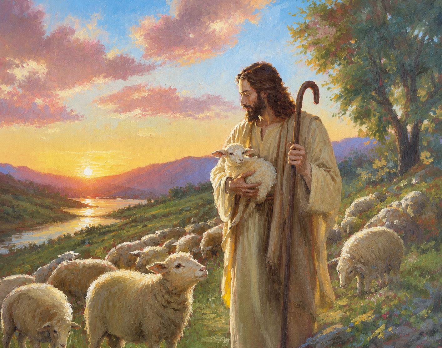 Serene Shepherd Sunset Wall Art print