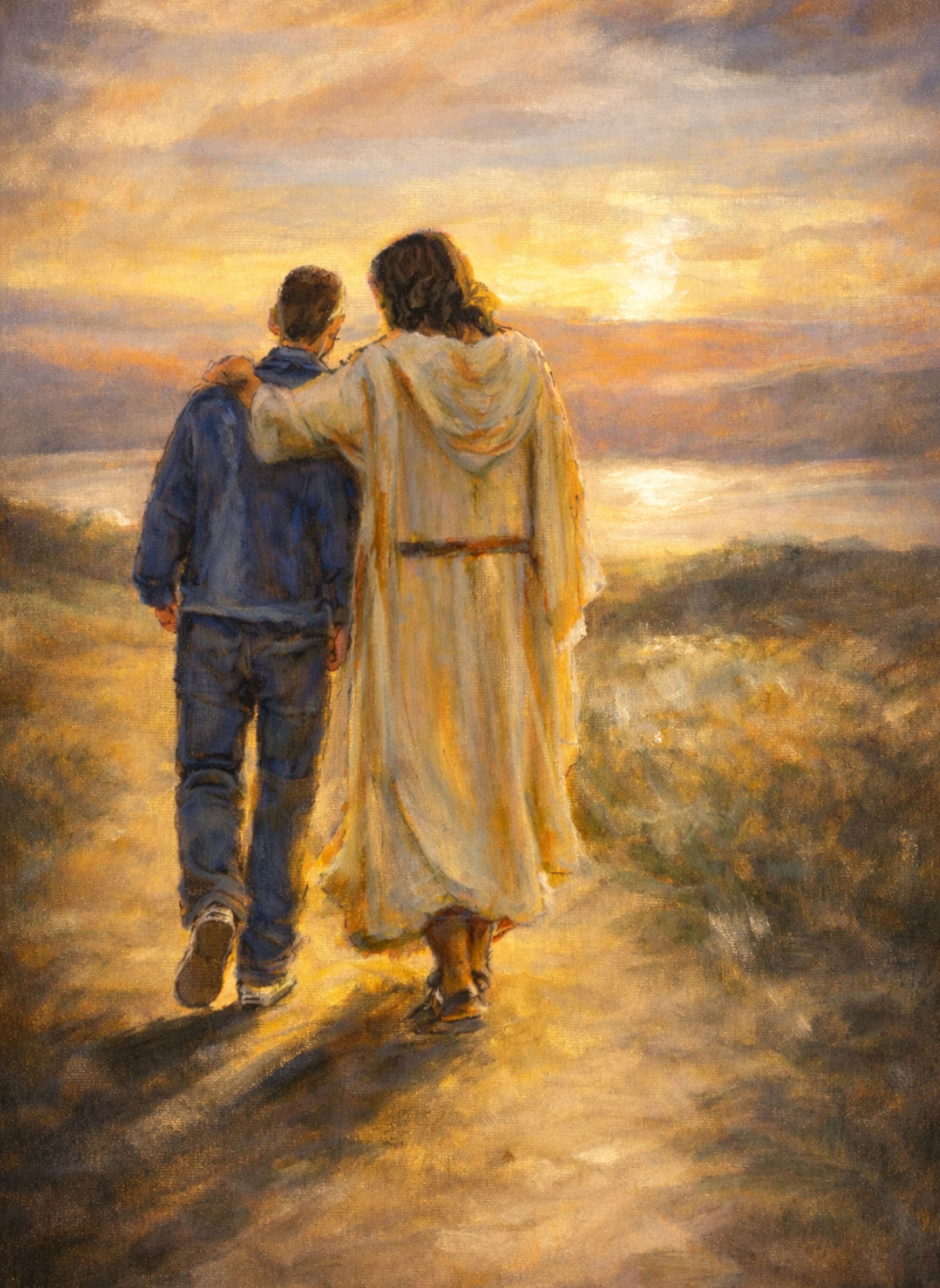Inspirational Walking with Jesus Canvas Art print