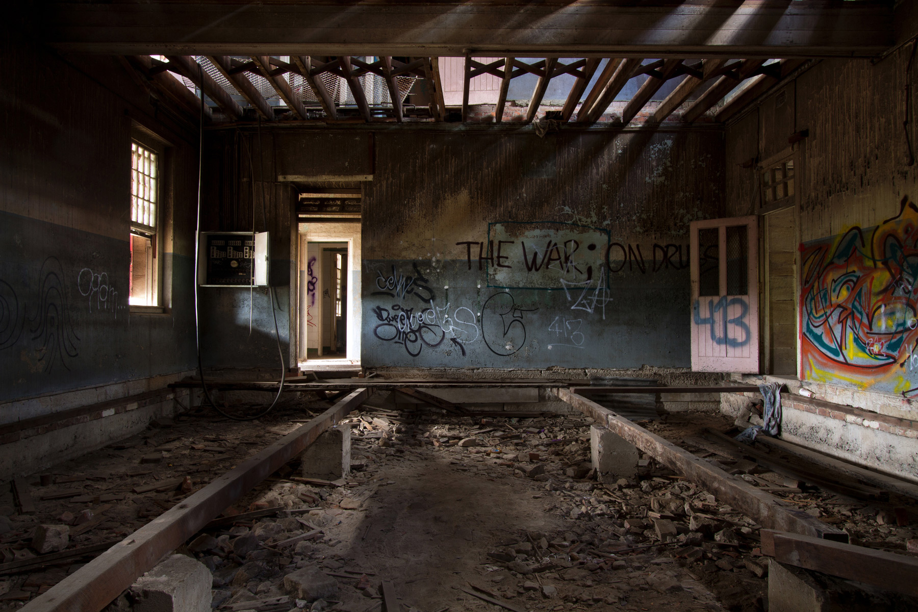 A room inside the abandoned Woogaroo Lunatic Asylum in Brisbane
