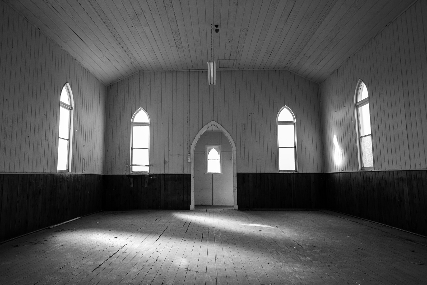 Inside an abandoned church in Acland