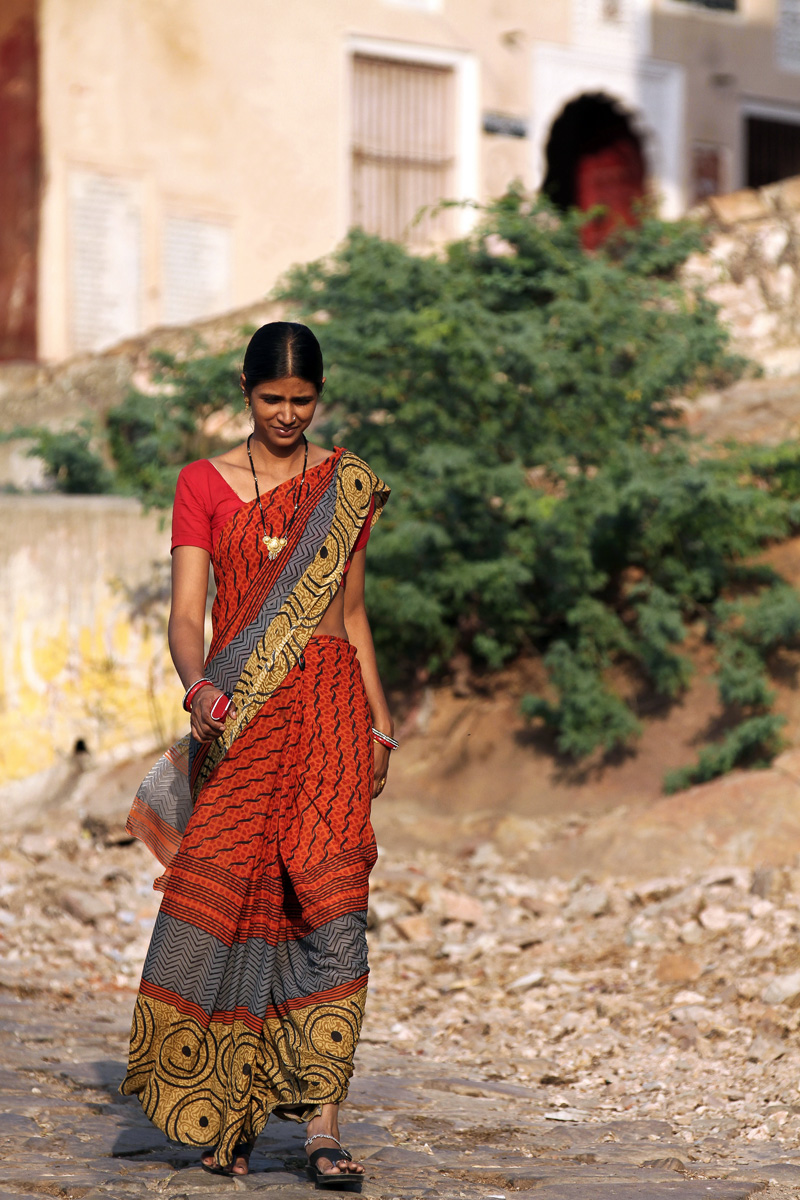 A woman walking in Jaipur, India