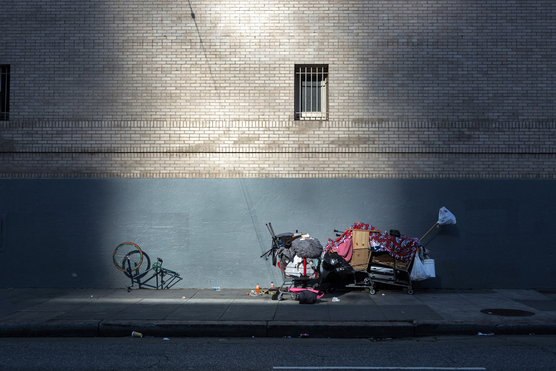 A person's belongings on the sidewalk, San Francisco