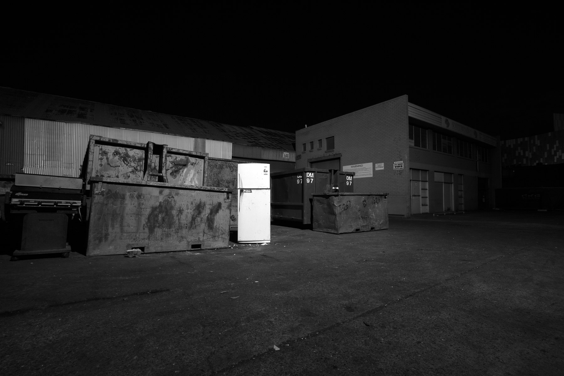 A fridge outside at night in Woolloongabba, Brisbane