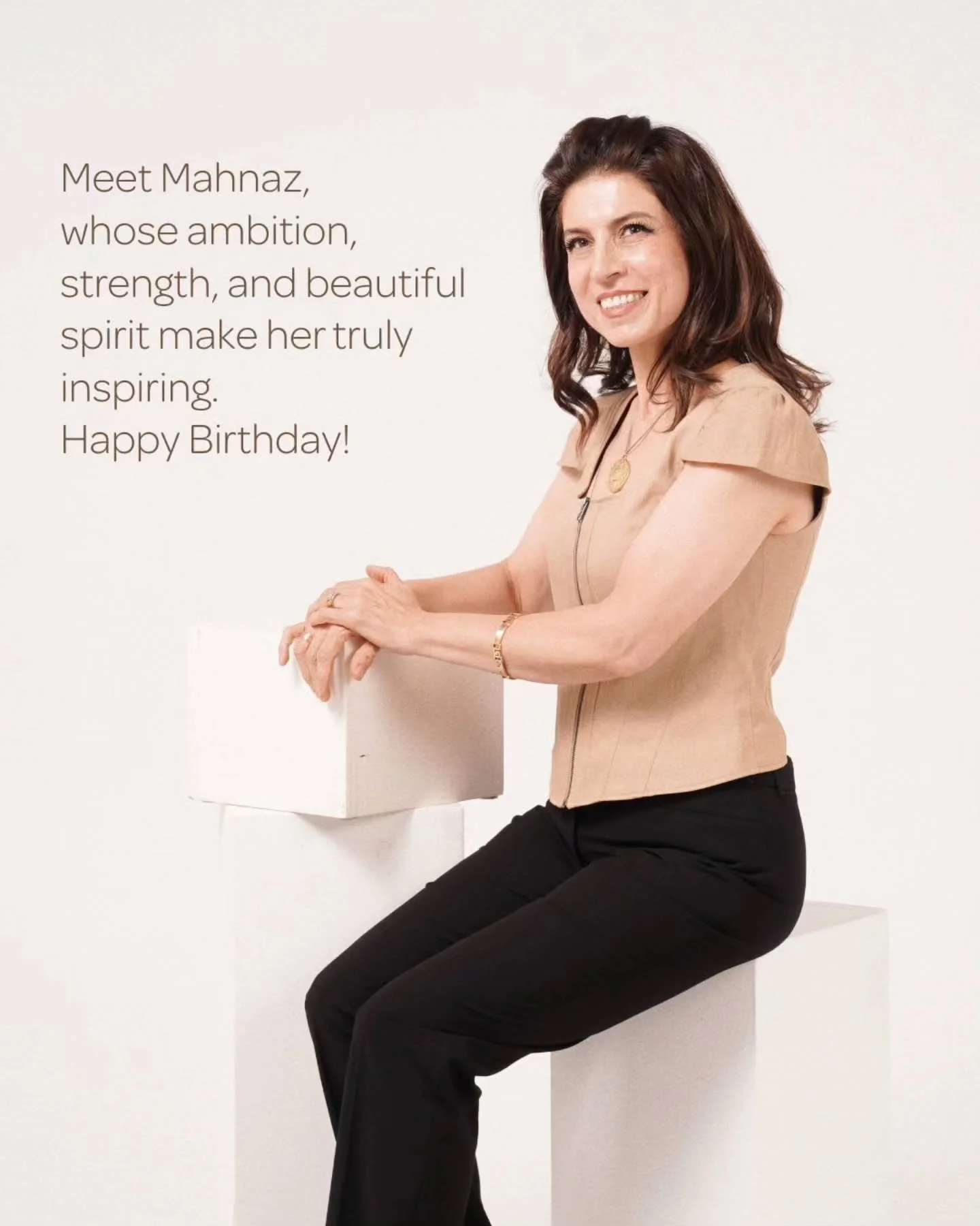 Meet Mahnaz, 
our Stylist, whose ambition, strength, and beautiful spirit inspire everyone around her.

Your passion and dedication shine through in everything you do, and we're so grateful to have you on our team. Wishing you another year of success