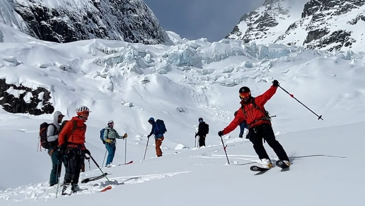 Burnie Glacier Chalet: The Skiing

Sure the terrain is spectacular, the hut is deluxe and the food is to die for, but we came for the skiing!
We were fortunate on both weeks to fly in to the lodge in perfect weather, then enjoy a few days of stormy p