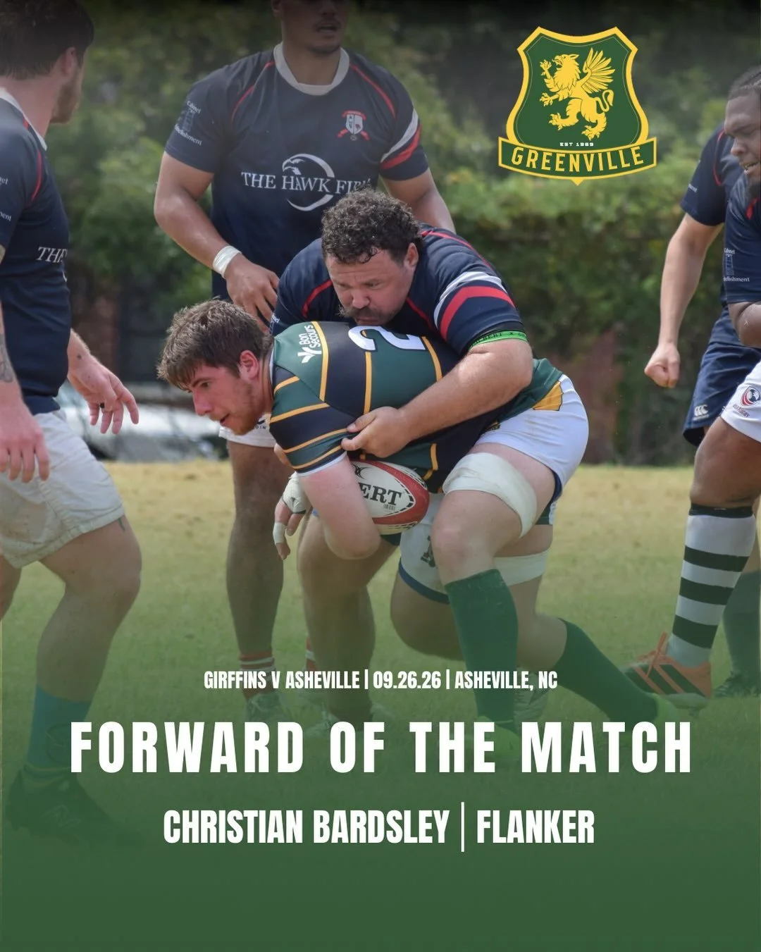 Our Forward of the Match is Christian Bardsley. After moving up from flanker to hooker, Bards put in a massive shift in the middle of the action. He was dependable in defense all match, made his tackles, and always found himself carrying into the act