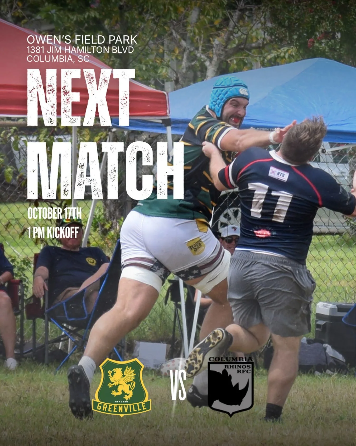 The Griffins hit the road to take on a tough @columbia_rugby side this Saturday at 1 PM at Owen&rsquo;s Field Park in Columbia, SC.

See you there. FTG