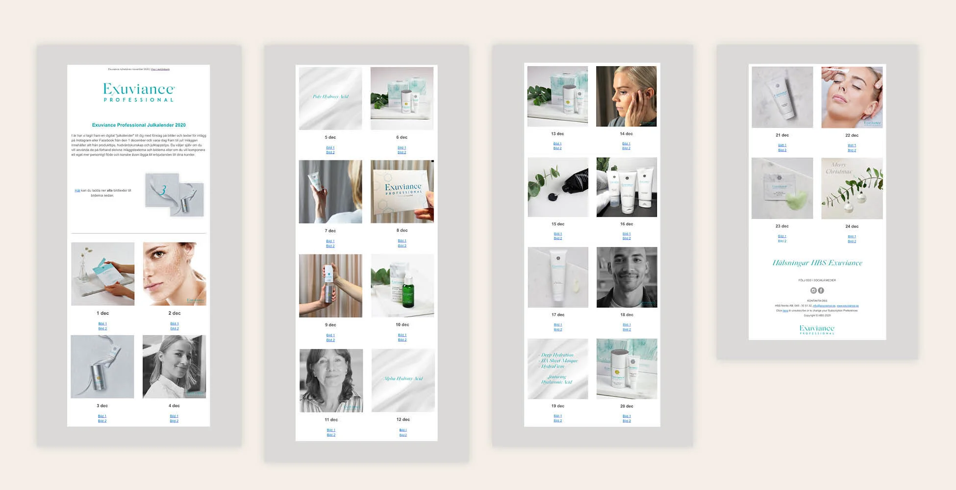 Nyhetsbrev Exuviance Professional - Julkalender 2020
