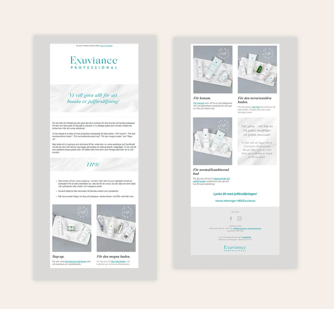 Nyhetsbrev Exuviance Professional - Vi vill göra allt för att boosta din julförsäljning!