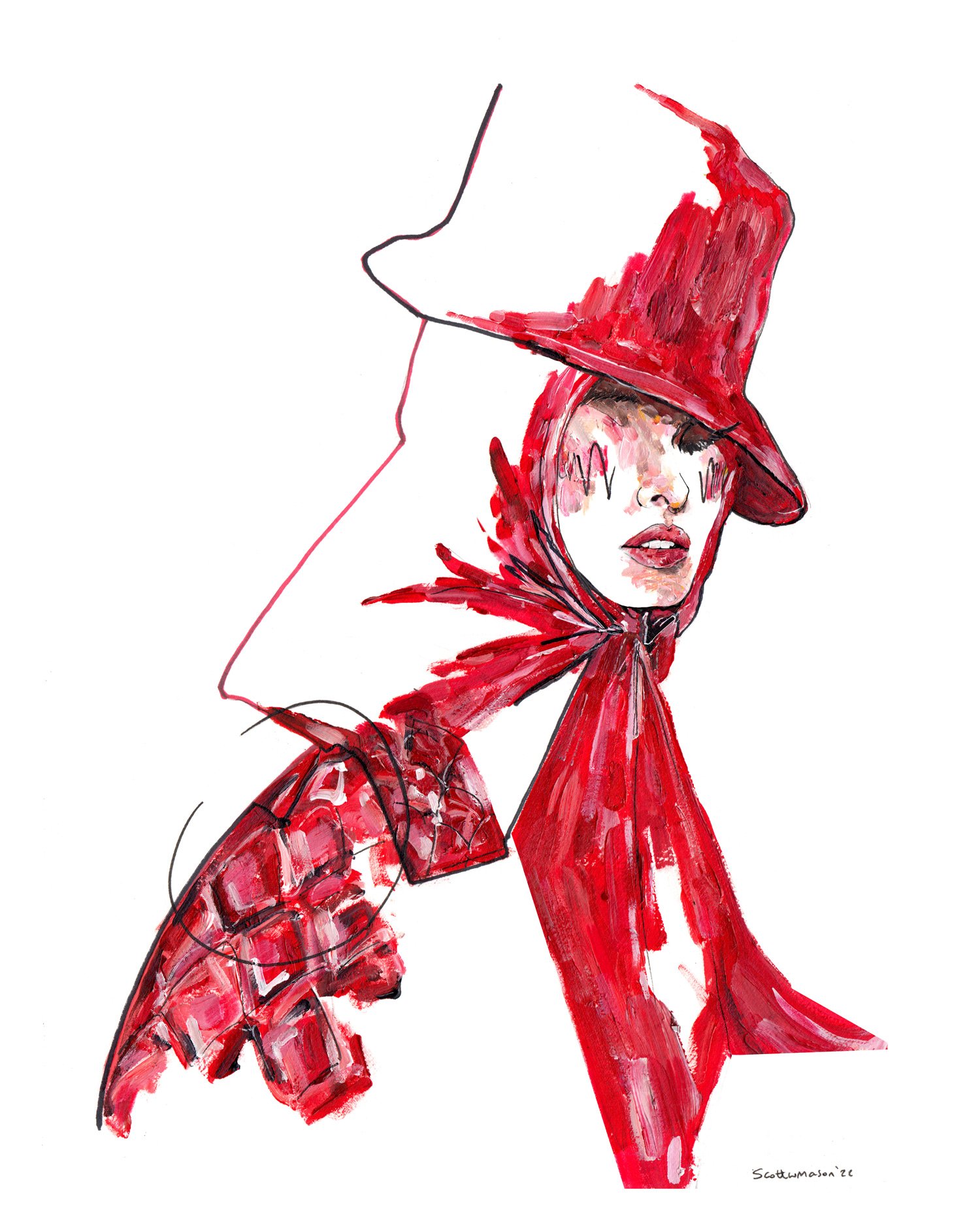 Linda Evangelista British Vogue Cover Fashion Illustration