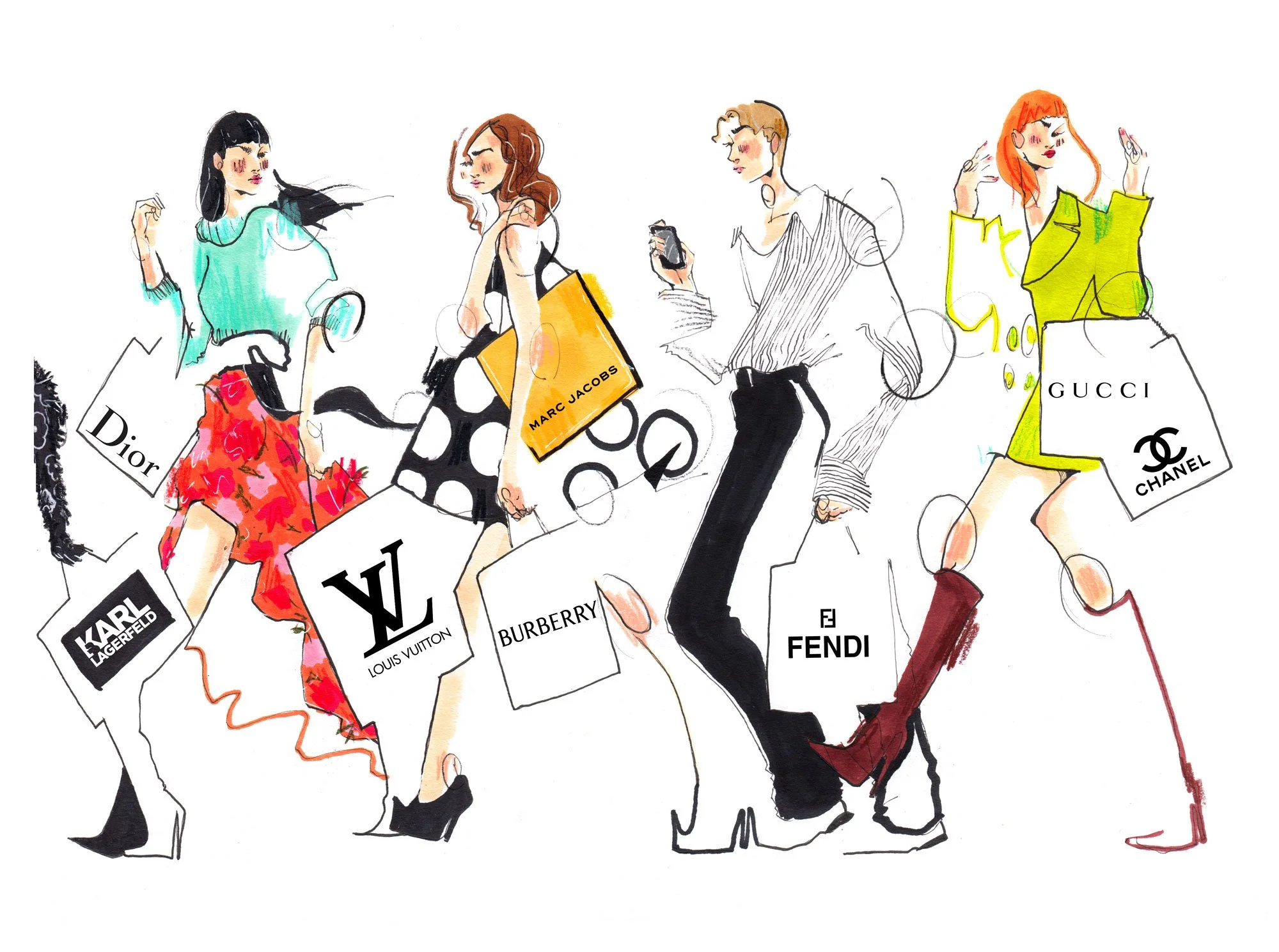 Luxury Designer Shopping Spree editorial illustration
