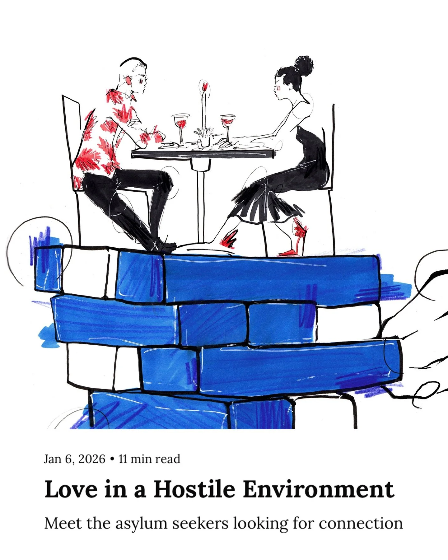 Guyssss I got my first editorial commission in 10 years!

Funnily enough I started my career doing editorial illustrations for a few blogs and magazines whilst I was at university, then live event work and things took over the focus and I haven&rsquo