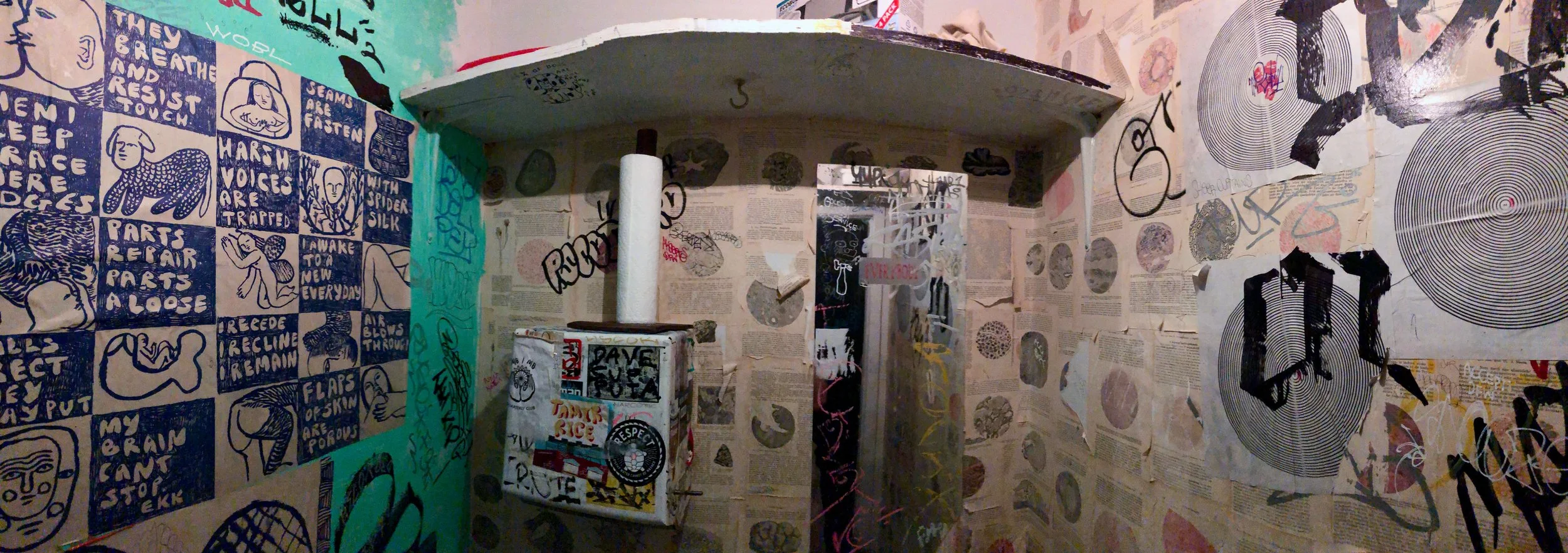 The bathroom at Molasses Books in Bushwick, Brooklyn.