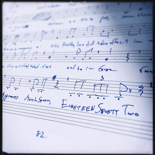 Double bar - an early rough draft of my hymn to Chicago Public Libraries, founded by an Act of the Illinois General Assembly after the Great Chicago Fire. #chicago #library #choirmusic #newmusic #earlymusic