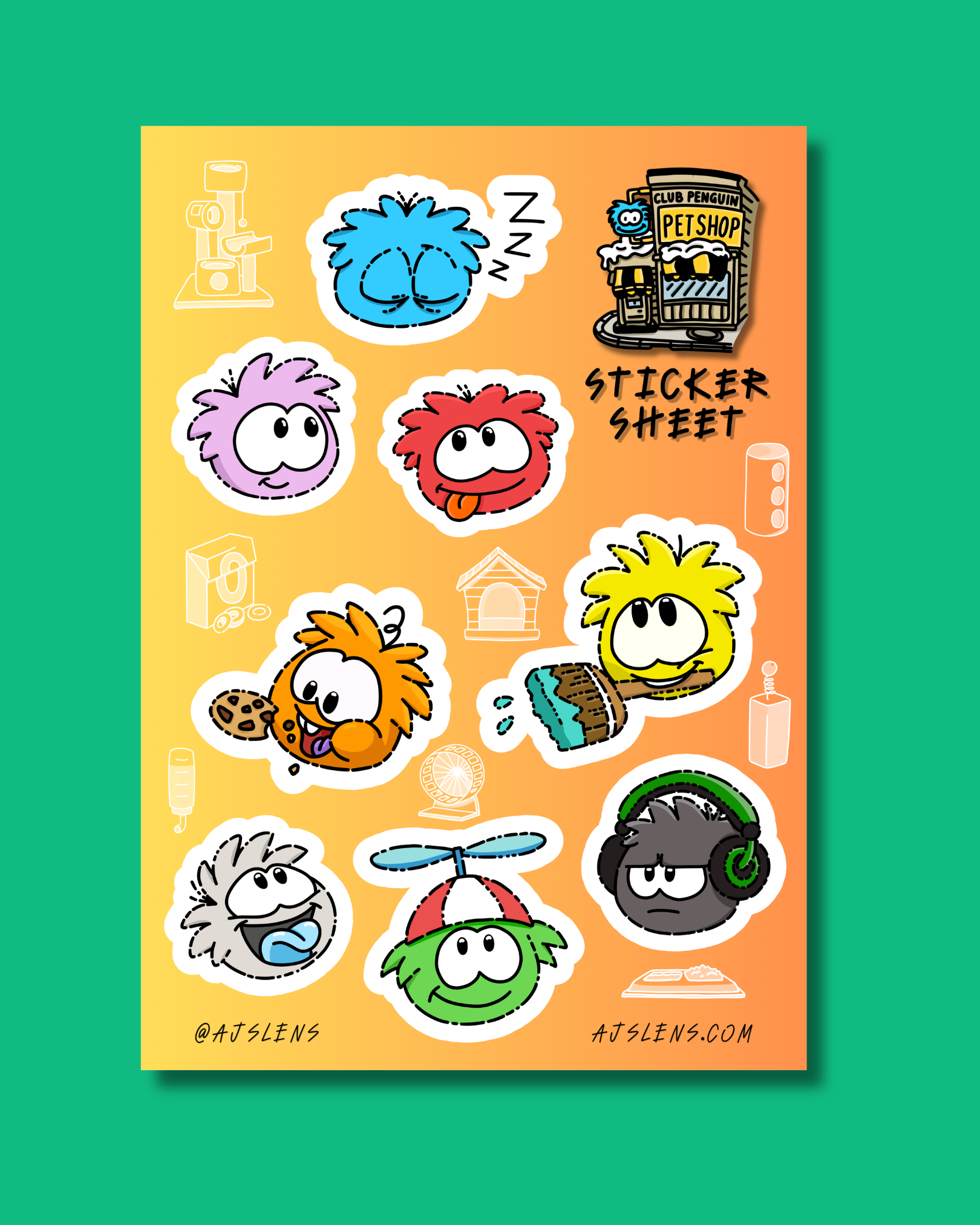 puffles sticker sheet