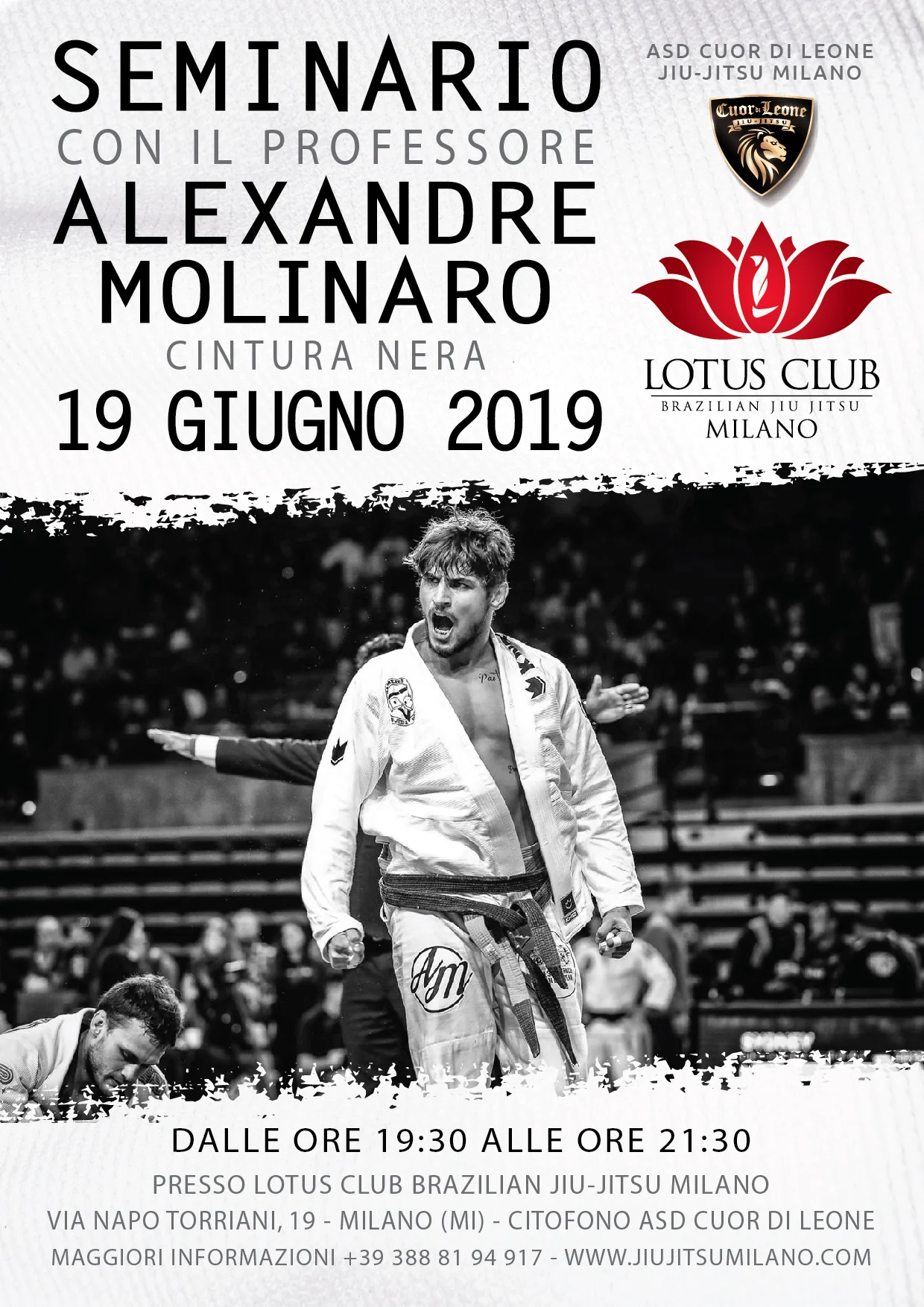 Seminario con il professore Alexandre Molinaro, cintura nera del Carlson Gracie Jiu-Jitsu