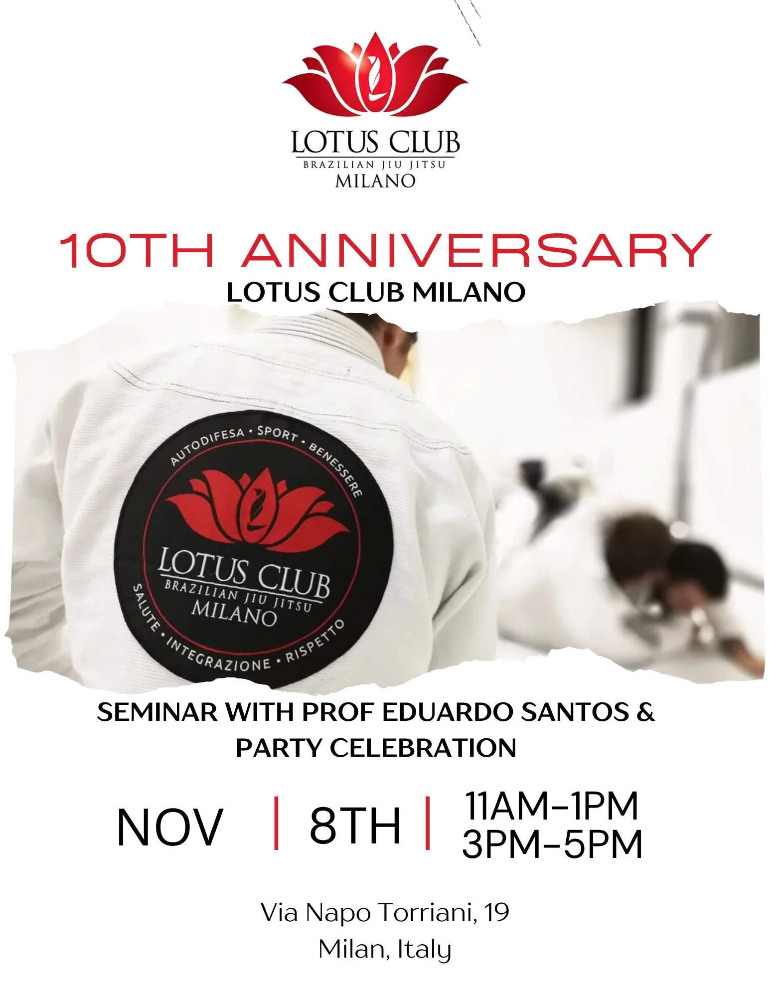 Anniversario 10 Anni Lotus Club BJJ Milano - Seminari Prof Eduardo Santos Lotus Club NY
