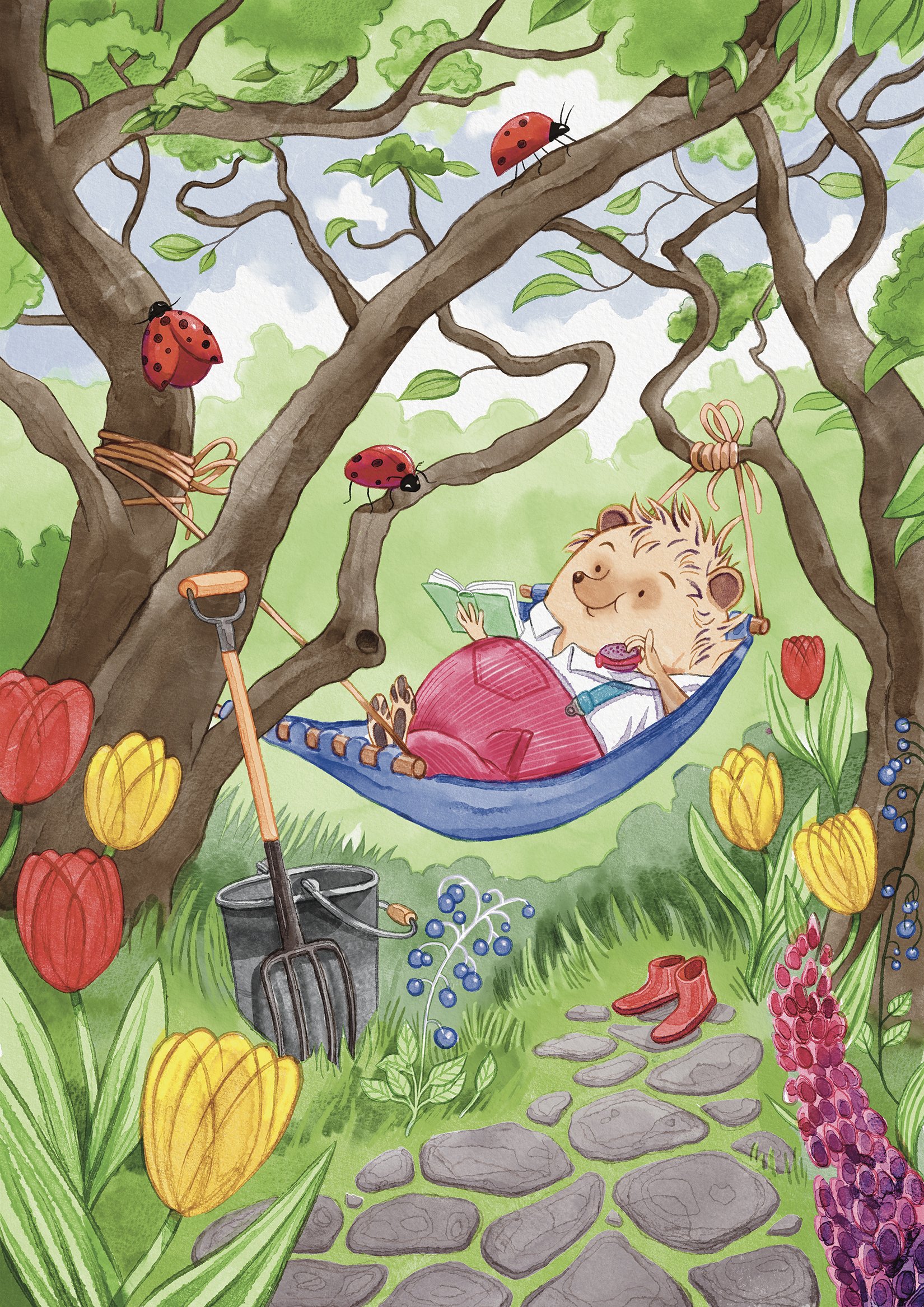 anthro_animal_hedgehog_garden_hammock_picnic_gardening_bisquit_reading_reader_book_flower_tulip_ladybug.jpg