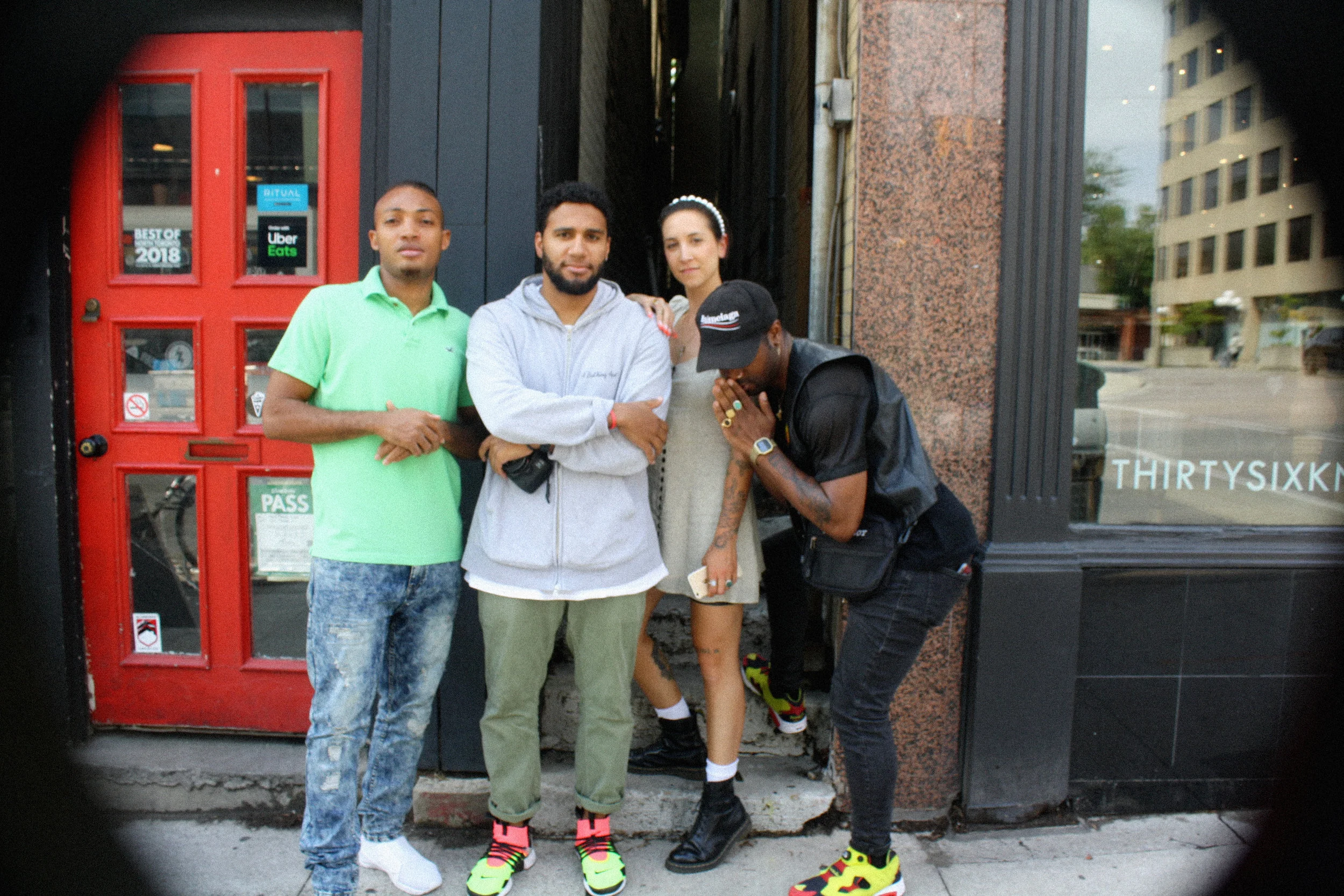 King Bliss at the ISO Studio with DJ Daigoro, Jessica of Serious Betty and Tremayne of Stay Out Late.