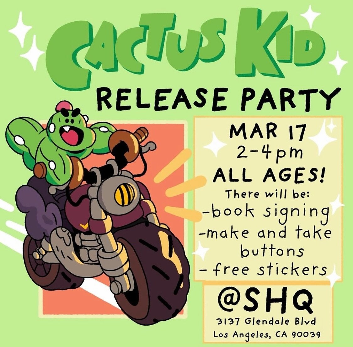 We&rsquo;re hosting an all ages book release with @perdido_blues for his new @flyingeyebooks release: Cactus Kid! Come on over to Atwater to say hi!