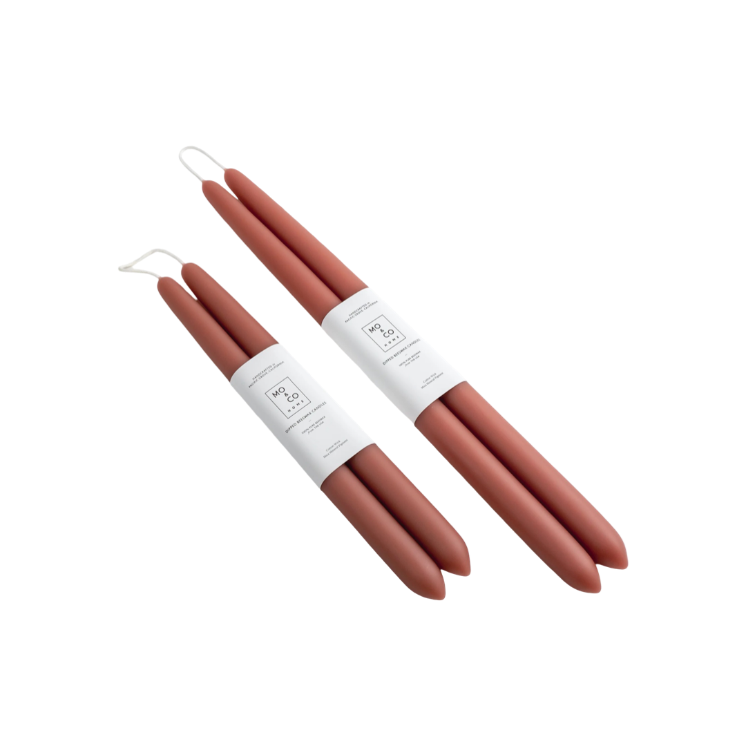 Mo&Co 100% Beeswax Dipped Taper Candles - Terra Cotta