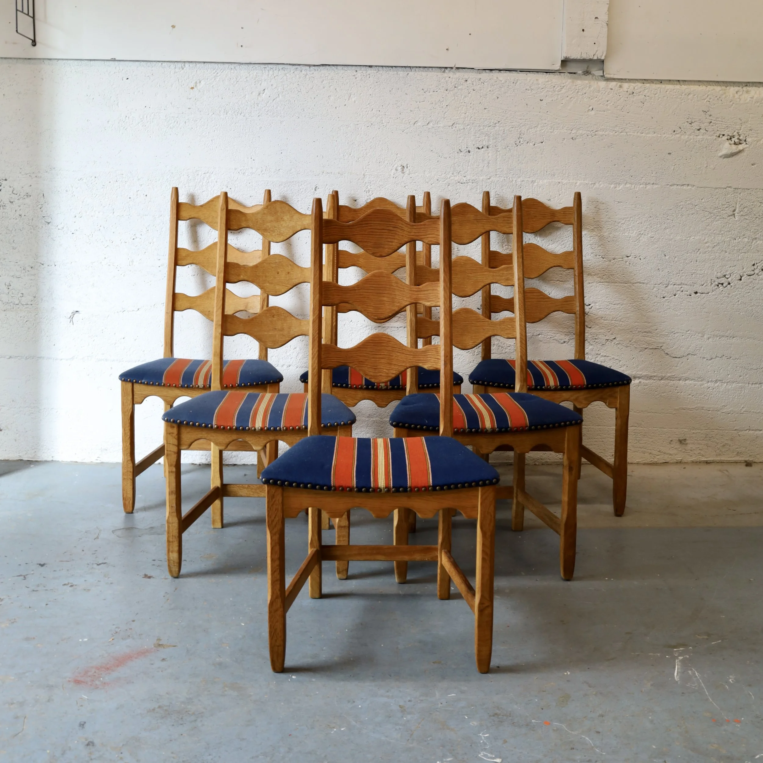 E37399 - Set of six 1970s oak dining chairs by Henning Kjærnfulf - $2,950