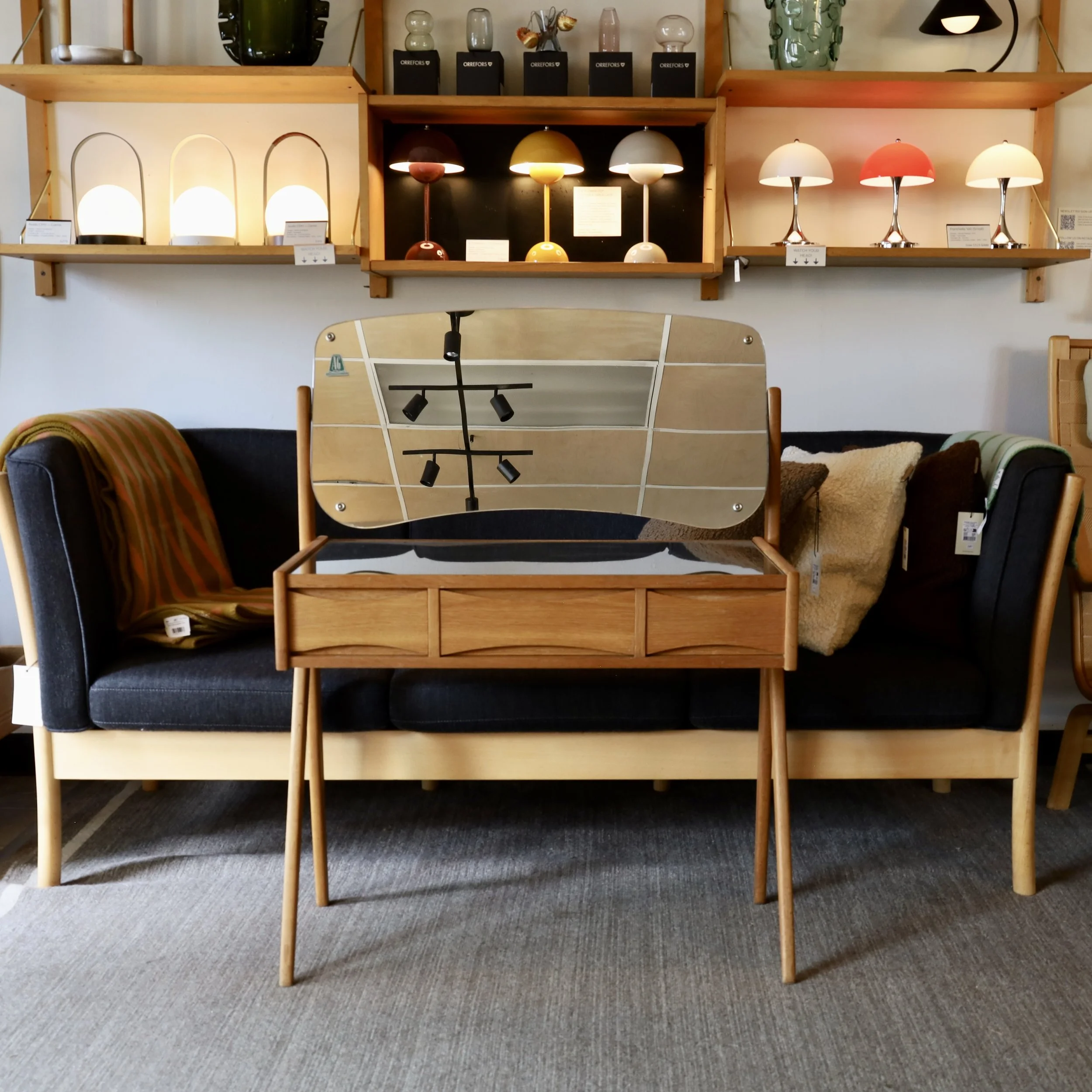 J28897 - Vanity Table in Oak by Olholm Møbelfabrik - 32"W x 14.5"D x 41"H - $920 - In the shop