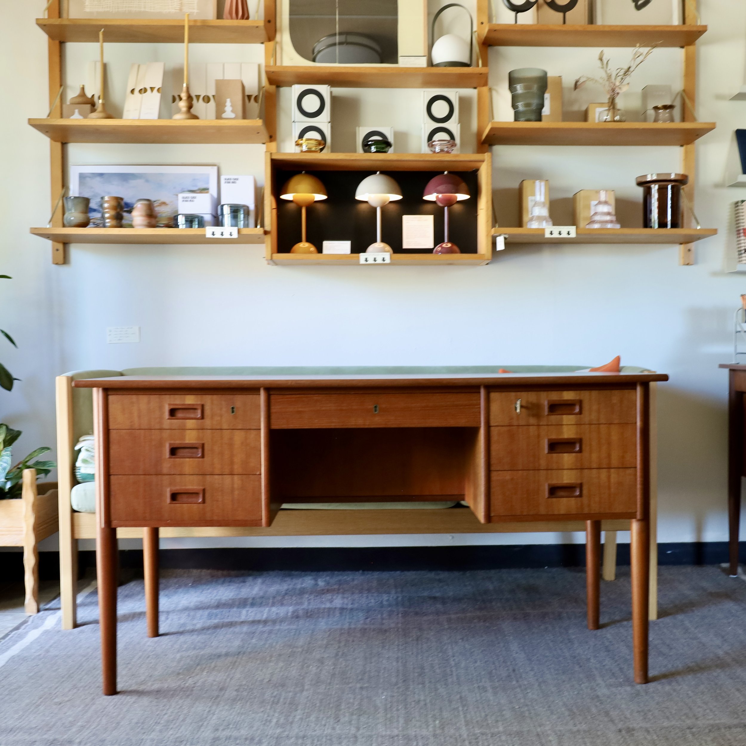 G29512 - Danish teak writing desk - 53"W x 25.5"D x 29"H - $1,380 - In the shop