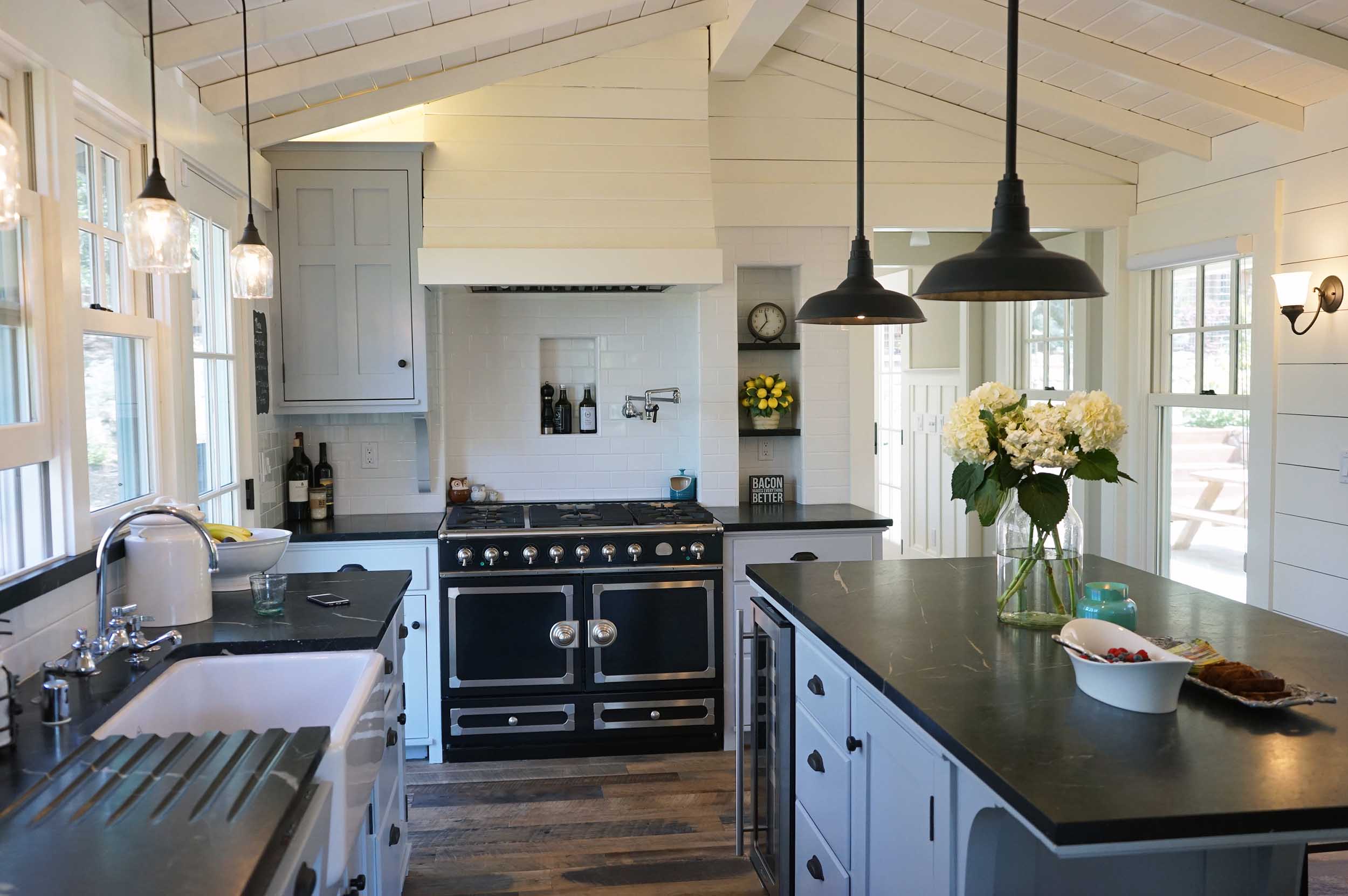 New kitchen with raised ceiling.