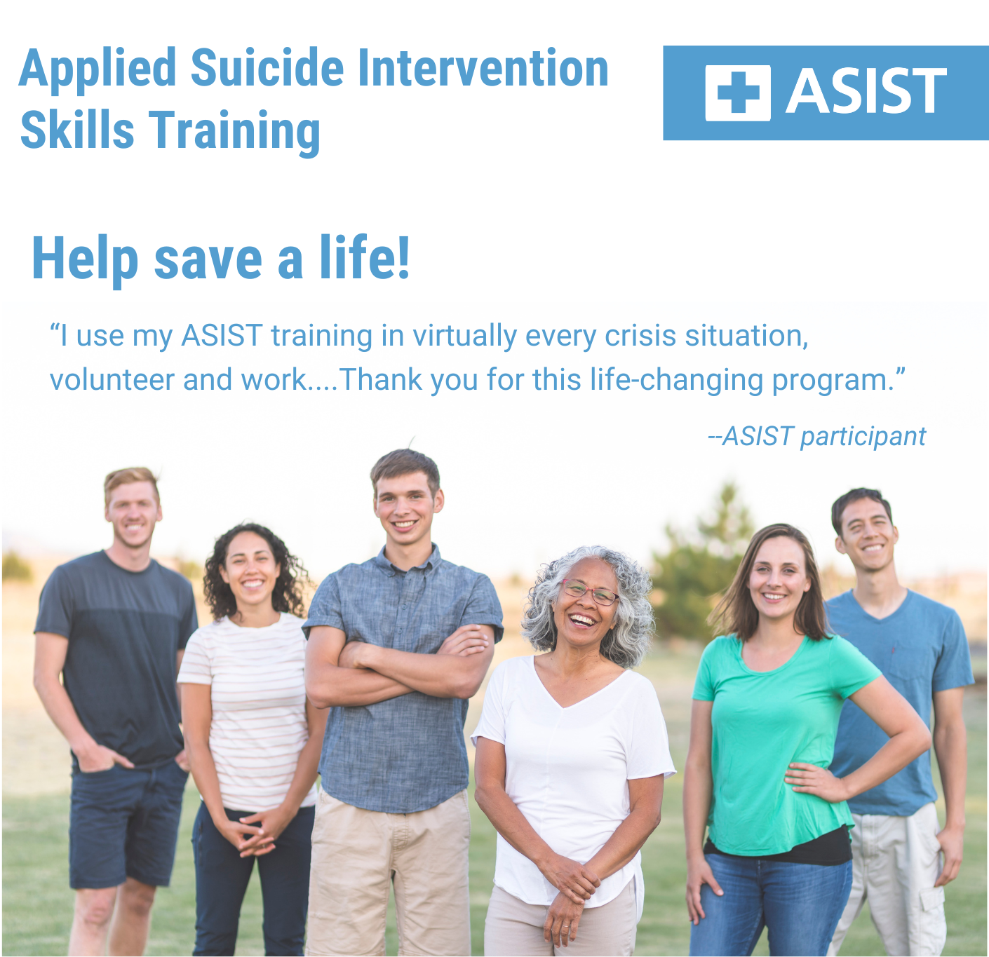 Asist Course Poster ASIST is a life-saving workshop, — 211 Helpline Palm Beach and Treasure ...