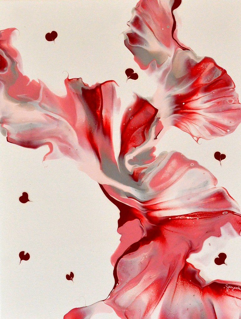 Chris Jeszeck, “Love Dance” acrylic-pour