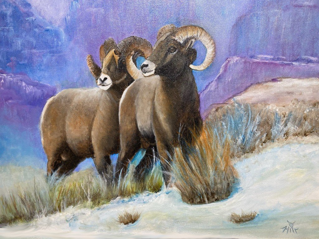 Lee Hill “Ram Brothers” Acrylic on canvas