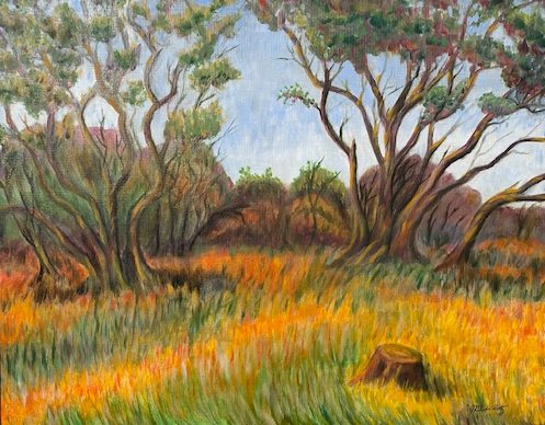 Joe Goetz “Lompoc Park Oaks” Oil on canvas