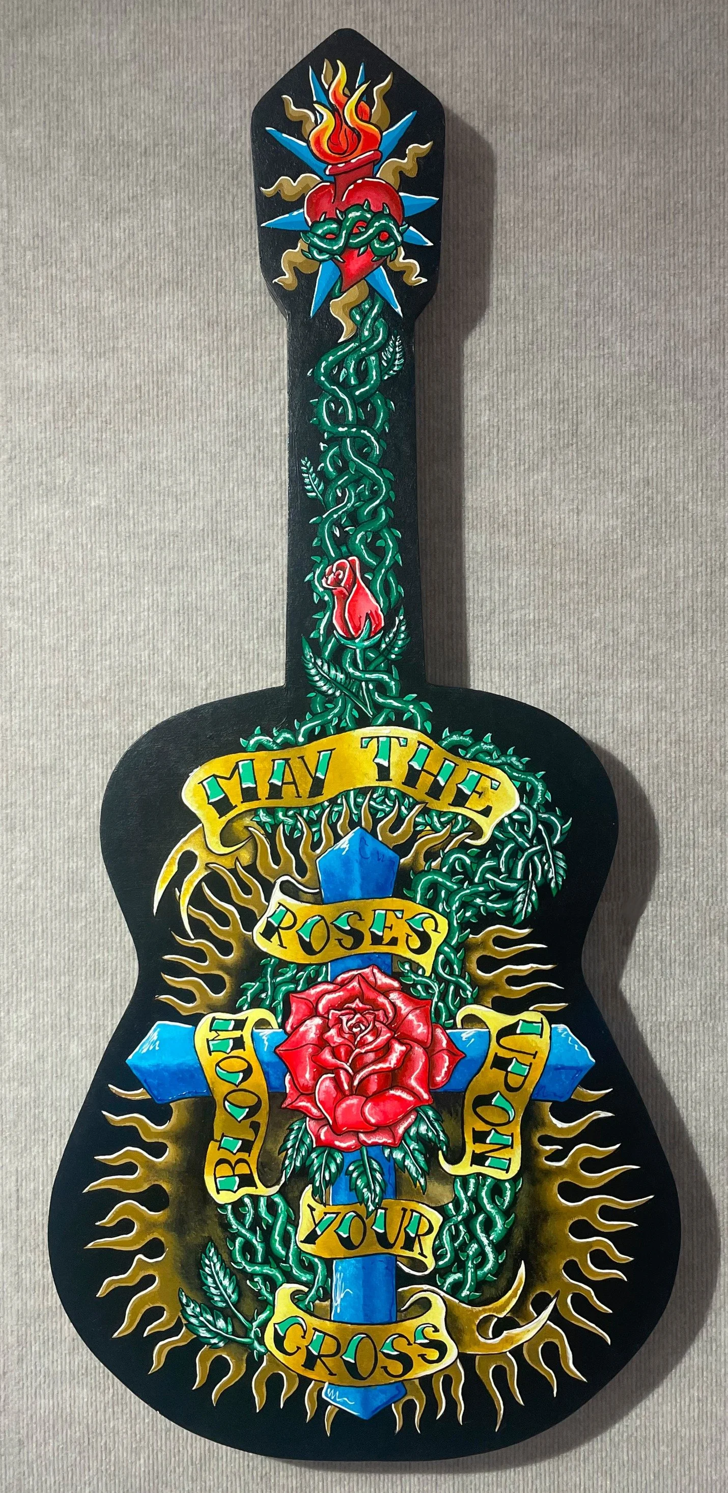 Jose Bustos “Blooming Rose” Acrylic on wood