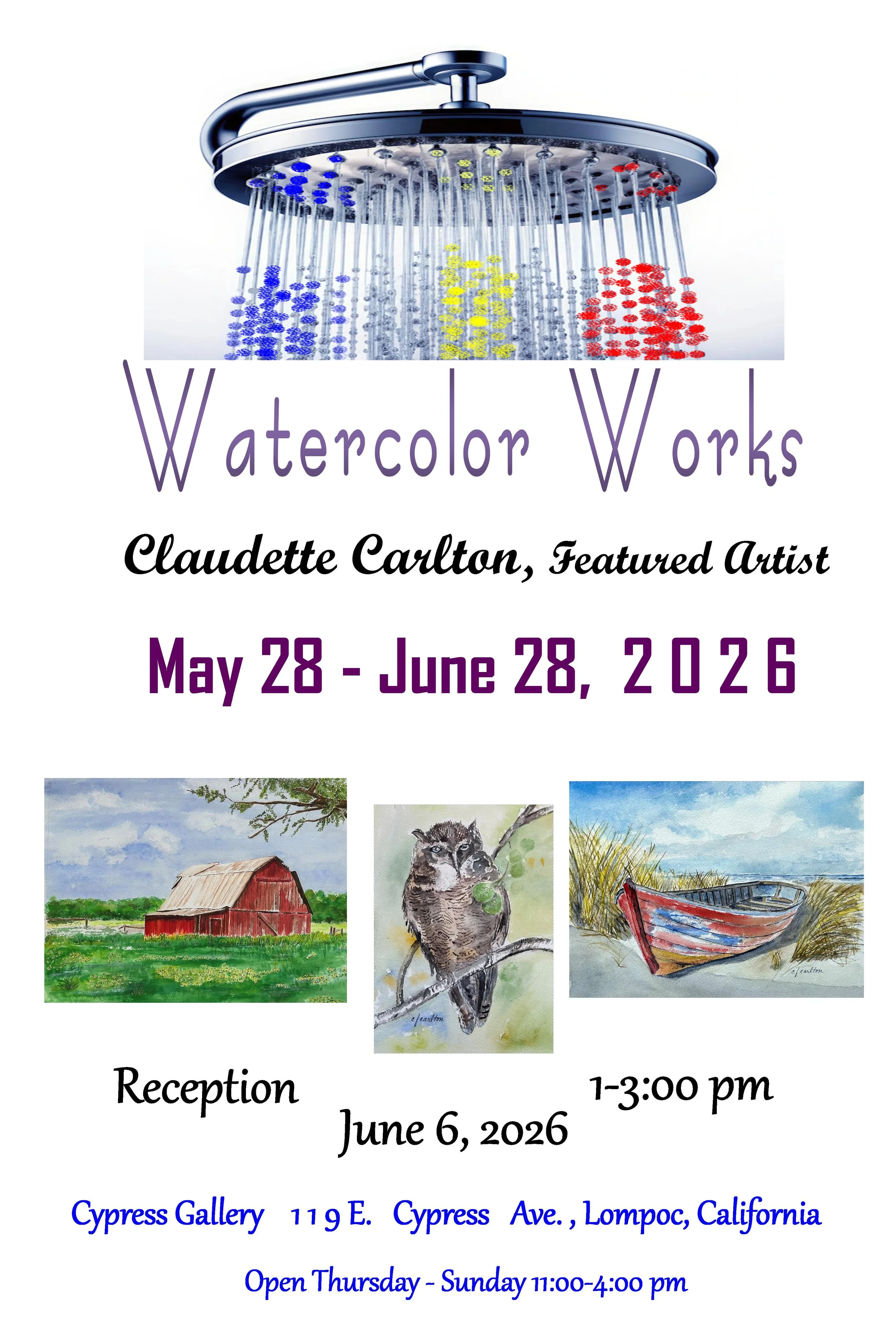 Watercolor Works by Claudette Carlton 
