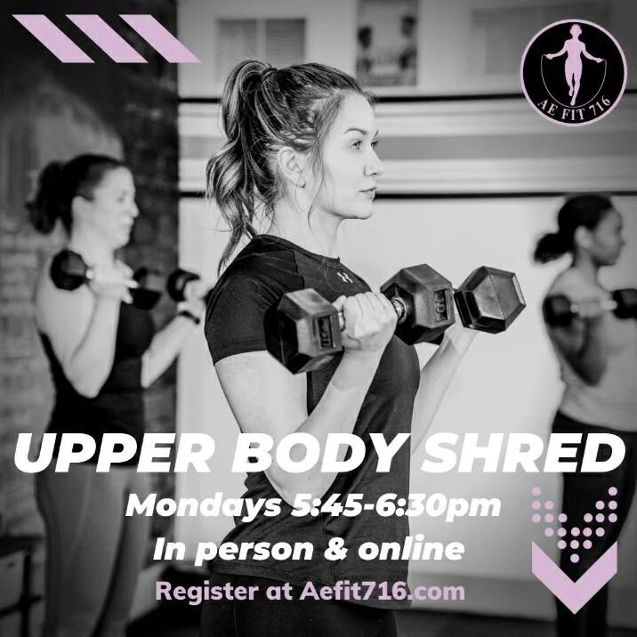 Just a little reminder that I have not one, but two group fitness classes offered every Monday night! 

&quot;Upper Body Shred&quot; is designed to increase upper body strength, endurance and muscle development through timed intervals of bodyweight, 