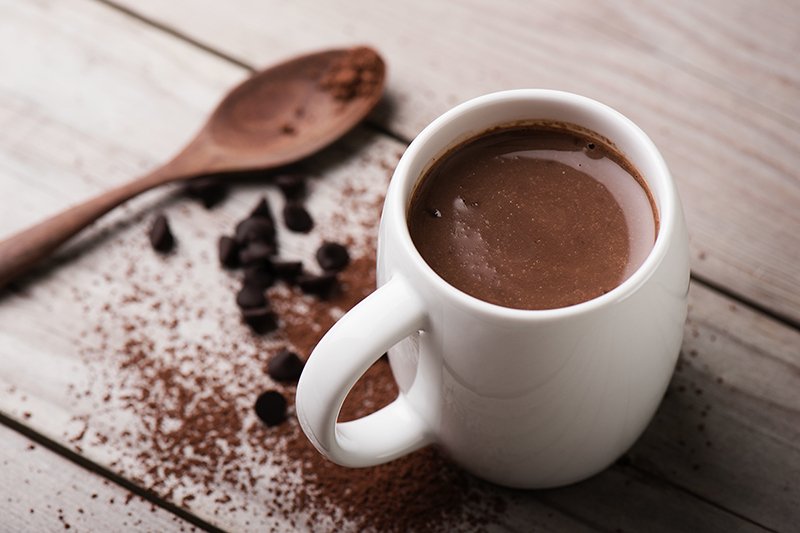 cup of cacao with a spoon