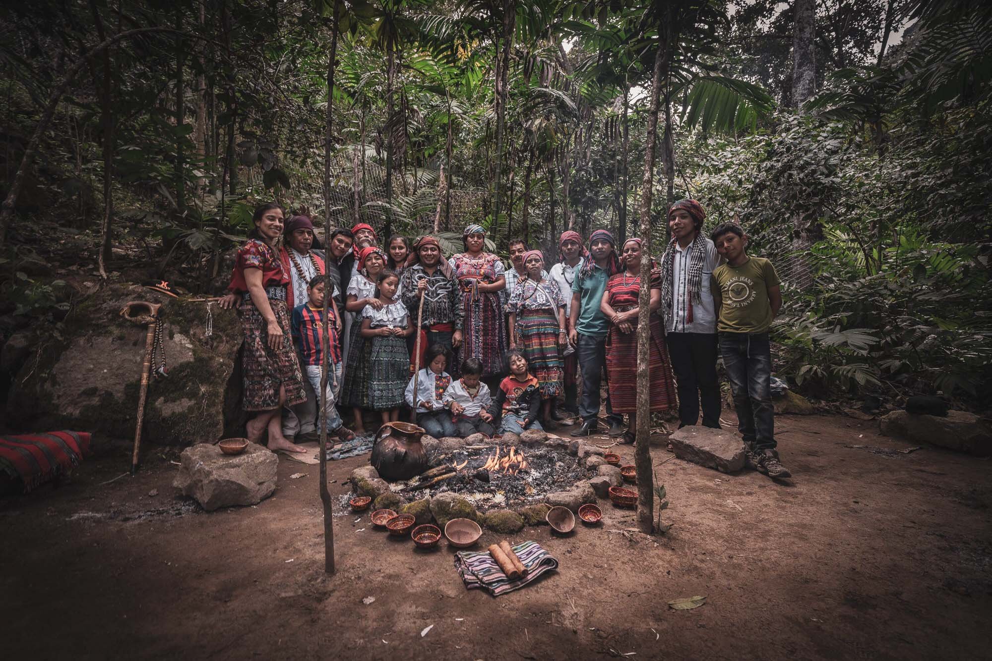 Indigenous community at cacao ceremony