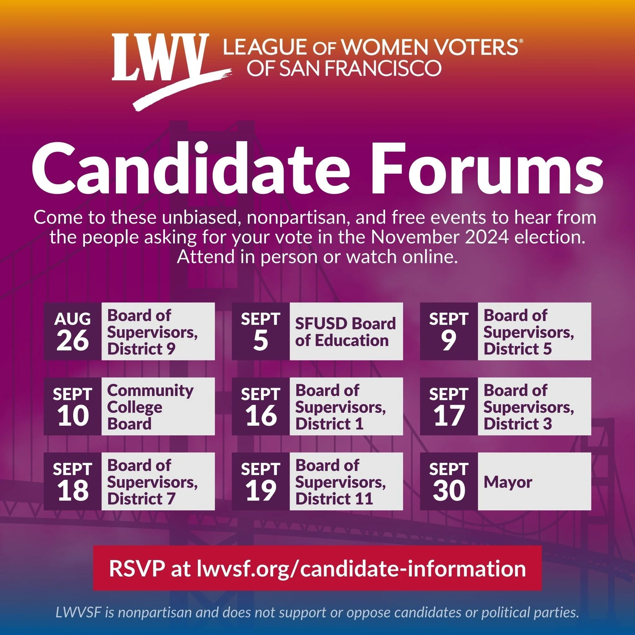 League of Women Voters SF Candidate Forums