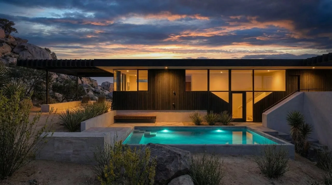  View of Pool Patio at Night  