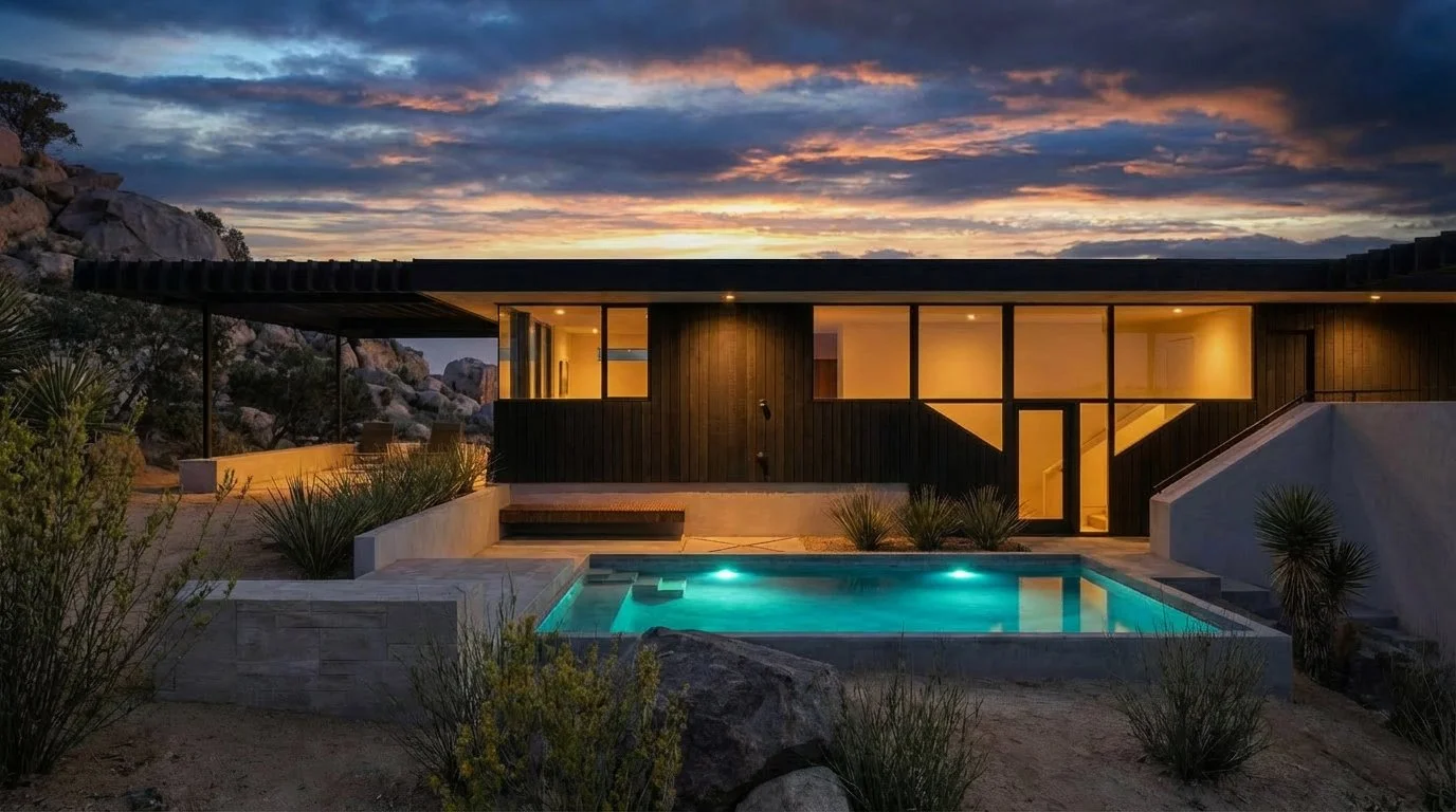  View of Pool Patio at Night  