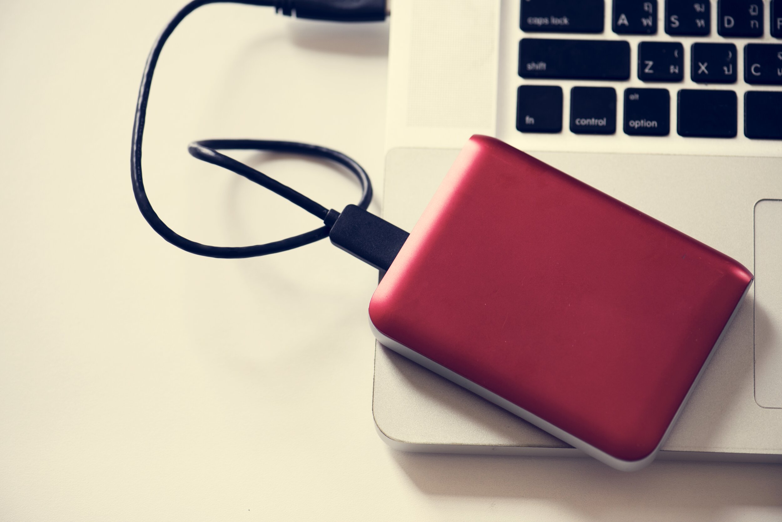 External hard drive connected to iMac or MacBook Pro or MacBook Air laptop