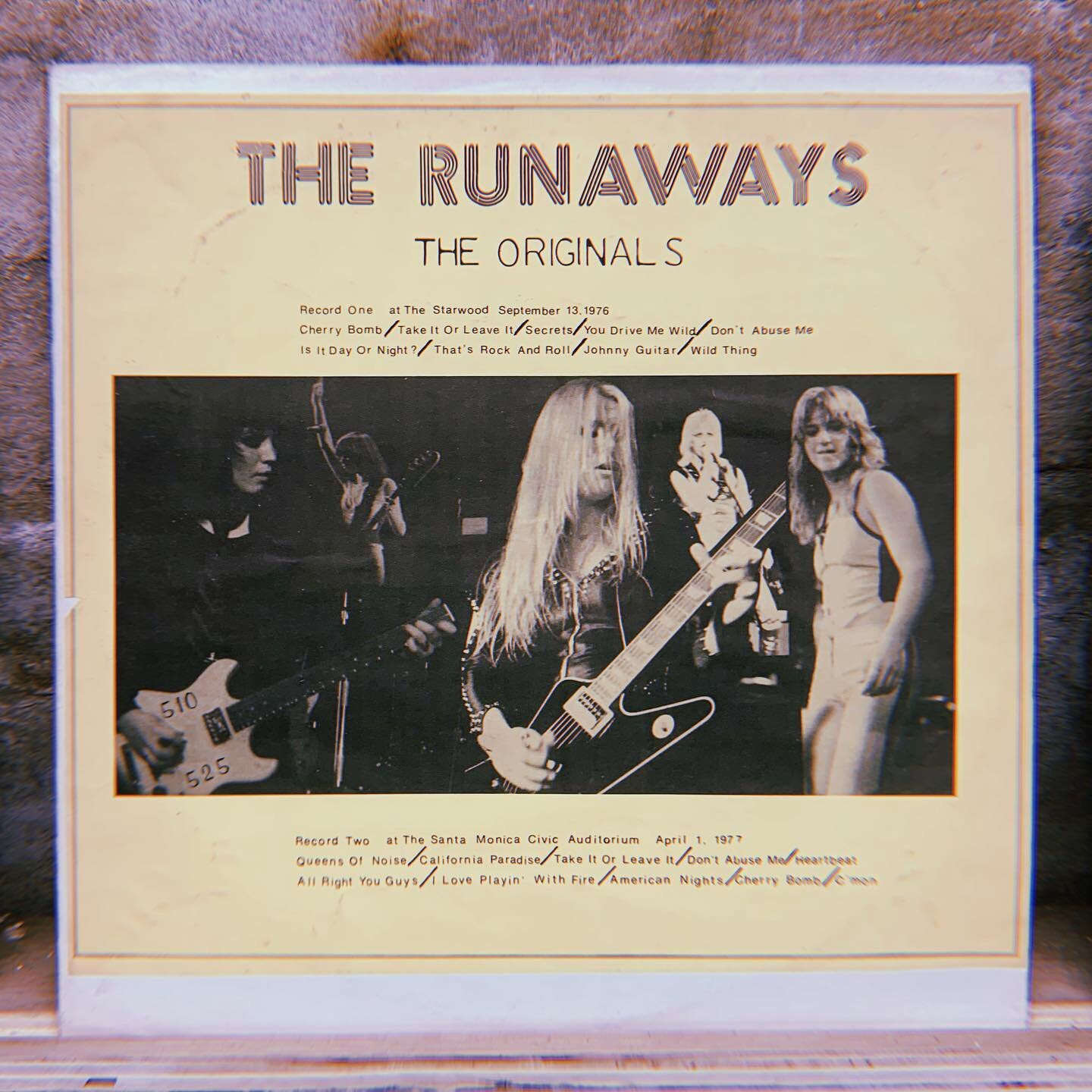 Had some super sick vintage finds lately, and this is one of my favorites. An ultra-rare bootleg compilation from The Runaways, pressed in 1978, 1 of around 500 made. A very, very cool collector&rsquo;s item for the live album lovers among us...this 