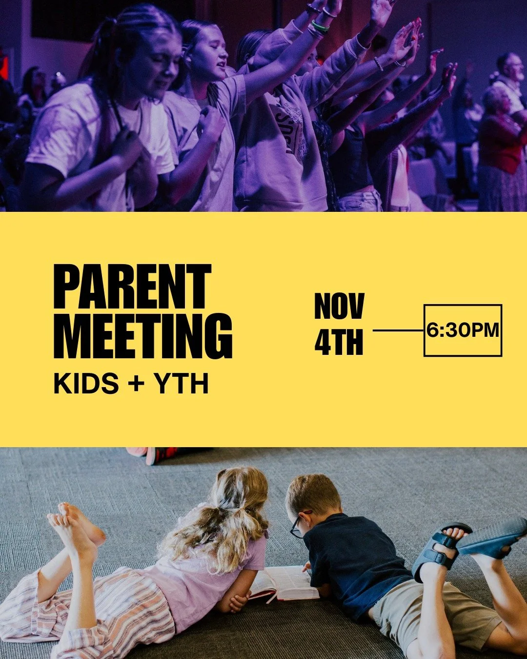 Hey parents! We have a parent meeting for parents (birth-12th grade) on November 4 at 6:30 at NewLife. We would love for you to make this a priority in your schedule as we talk about how to lead your children to the feet of Jesus, as you are their pr