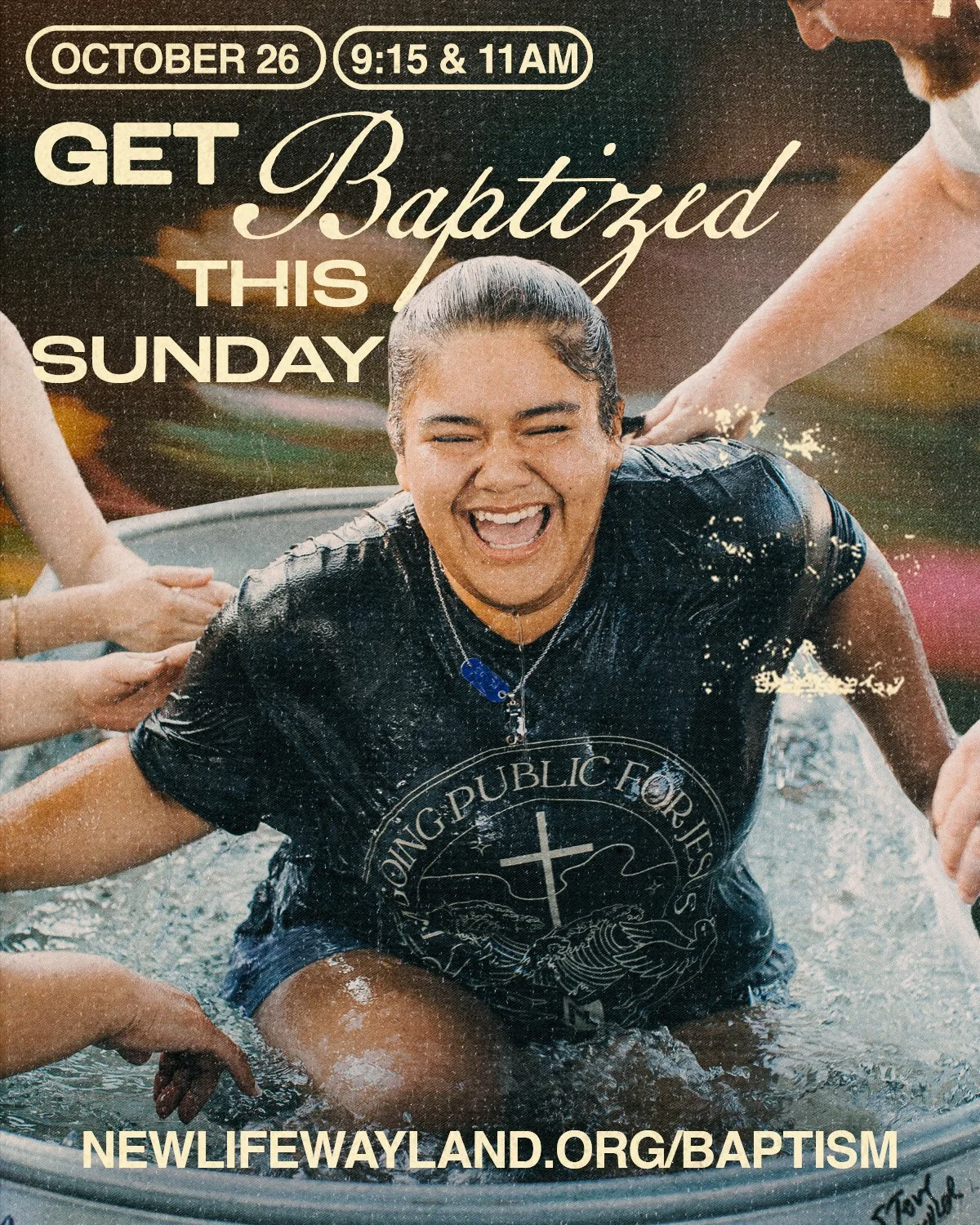 Baptisms this Sunday!

Maybe you felt the nudge at our last baptism on September 28 and are wondering when your day might come. Or maybe you were baptized as a baby but never had the chance to make that decision for yourself. Maybe you&rsquo;ve been 