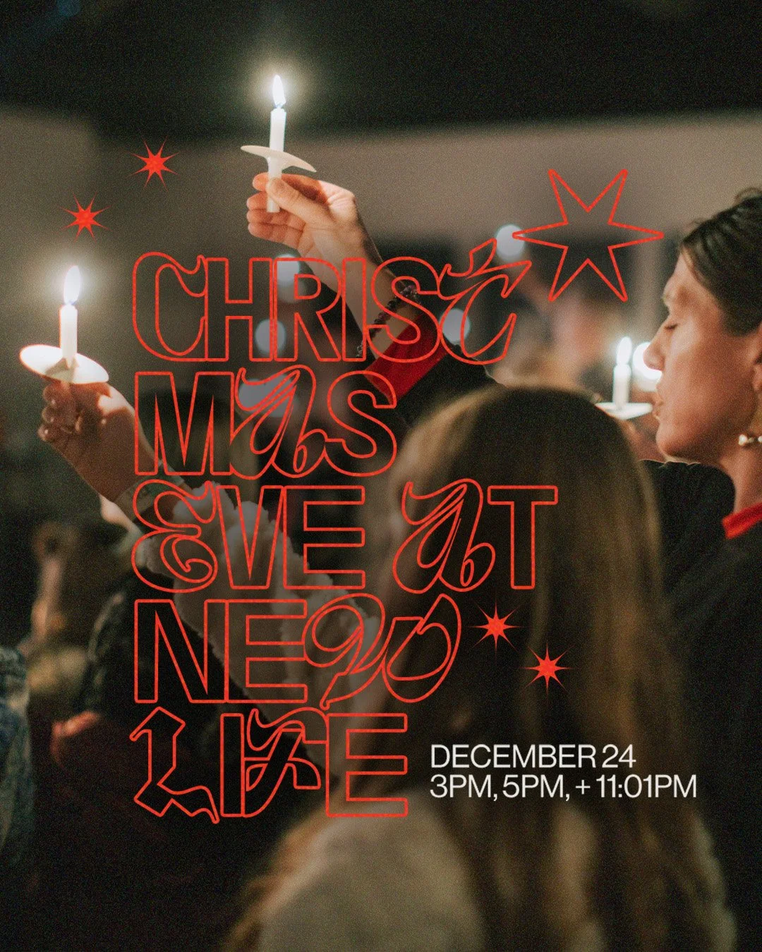 Christmas is almost here, and we&rsquo;d love for you, and the people you love, to join us for Candlelight Christmas Services at 3PM, 5PM, and 11:01PM on December 24!

Experience the hope of Jesus in a warm, welcoming night filled with candlelight, f